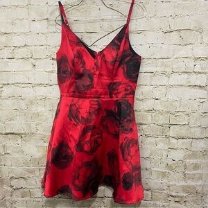 Speechless Red Black Floral Print Fit N Flare Party Dress